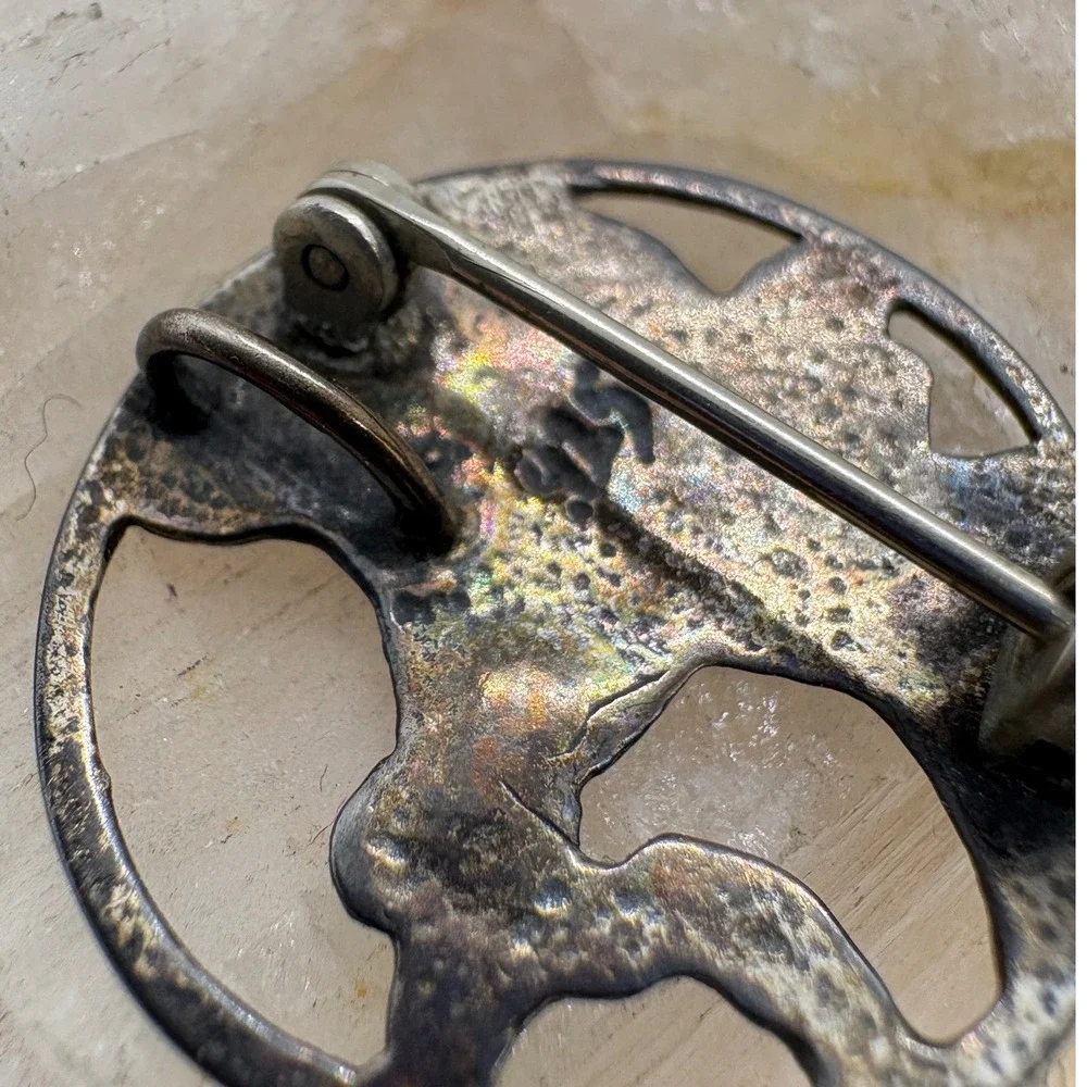 Vintage Sterling Silver Art Nouveau Woman Flower Brooch Pendant 3.55g SKU 277